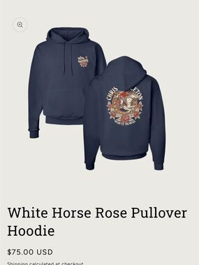 Chris Stapleton White Horse Rose Pullover Hoodie - NWOT Navy SM